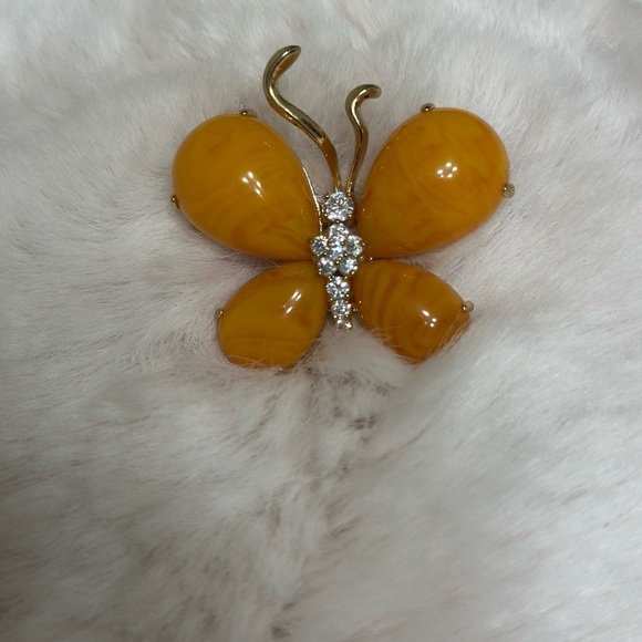 Jewelry - Yellow Butterfly Brooch with Crystals